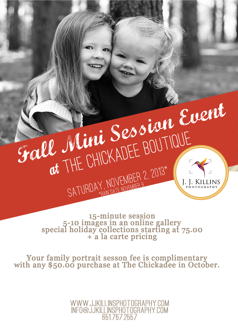 Chickadee fall photo mini sessions